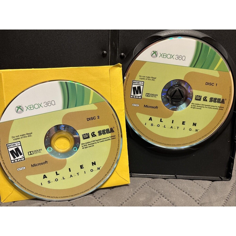 Alien: Isolation (Microsoft Xbox 360, 2014) 2 Discs Only - Loose